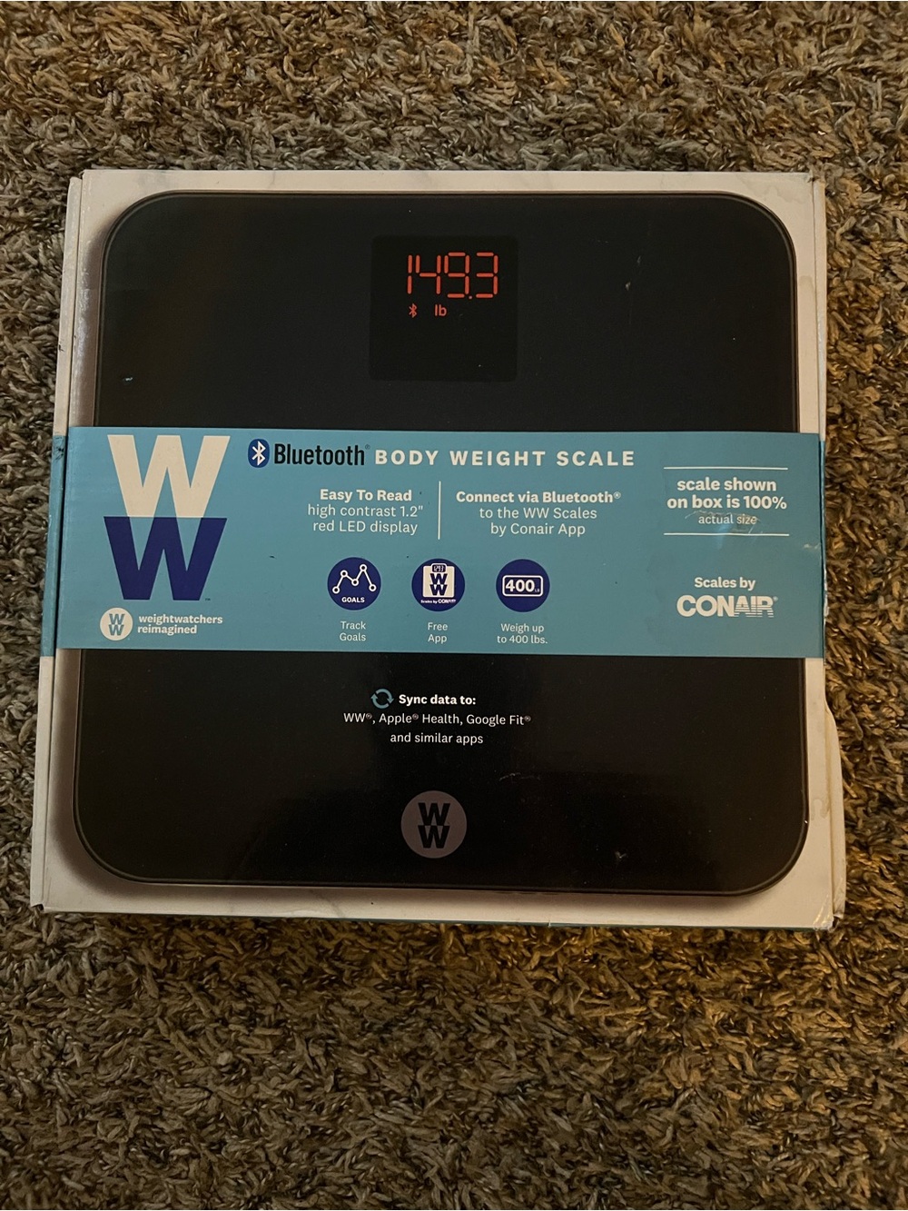 Weight Watchers Black Glass Digital Bathroom Scale